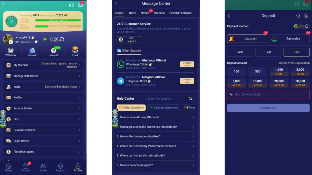 8Bat Game deposi and withdraw option